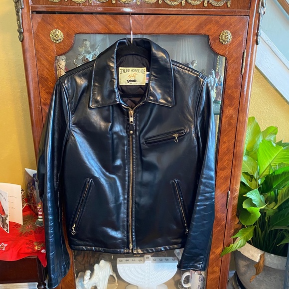 Schott NYC Classic Horsehide Black Racer Motorcycle Leather Jacket - Picture 2 of 16